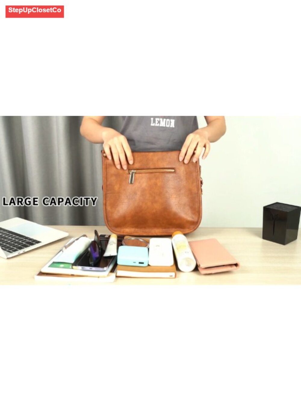 Women's Vegan Leather Hobo Crossbody Bag with 2 Adjustable Guitar Straps Gold - Picture 6 of 6